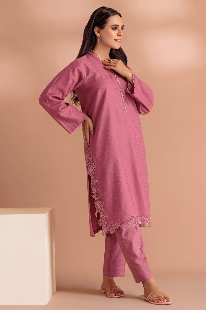 Stitched 2-Piece Self Jacquard Suit – Embroidered Shirt with Straight Trousers(SRLS232P58) B-199 - ZEYTONCART
