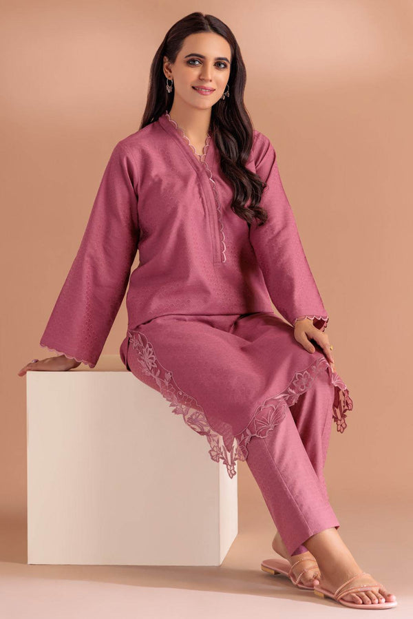 Stitched 2-Piece Self Jacquard Suit – Embroidered Shirt with Straight Trousers(SRLS232P58) B-199 - ZEYTONCART
