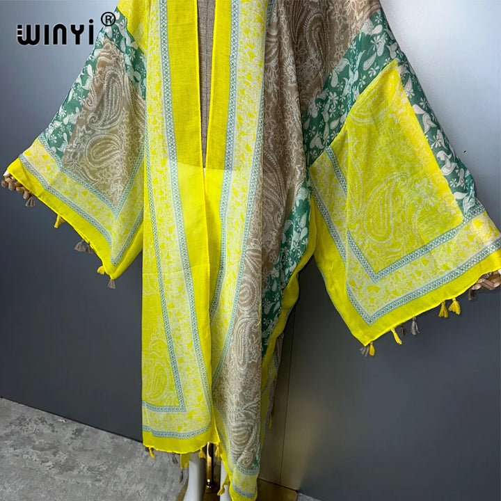WINYI summer outfit kimono africa abaya muslim beach cover up maxi dress cardigans beach wear women abaya dubai luxury kaftan - ZEYTONCART