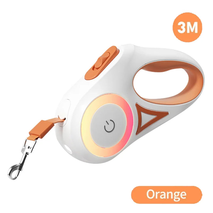 ROJECO 5M Automatic Dog Leash Retractable LED Luminous Leading Fashion Light Straps For Dog Puppy Pet Flexi Walking Running Lead - ZEYTONCART