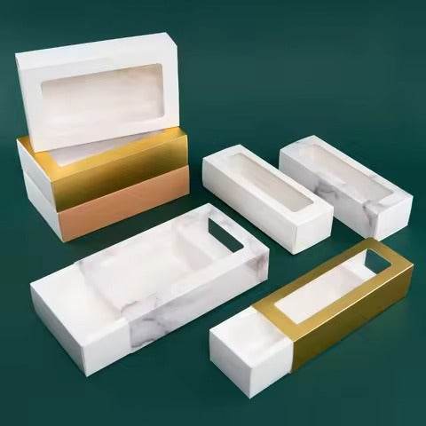 22*8*6cm 10pcs Pure White Box with Window Design Paper Box Candy Cookie Chocolate Soap Candle Wedding Birthday Party DIY - ZEYTONCART