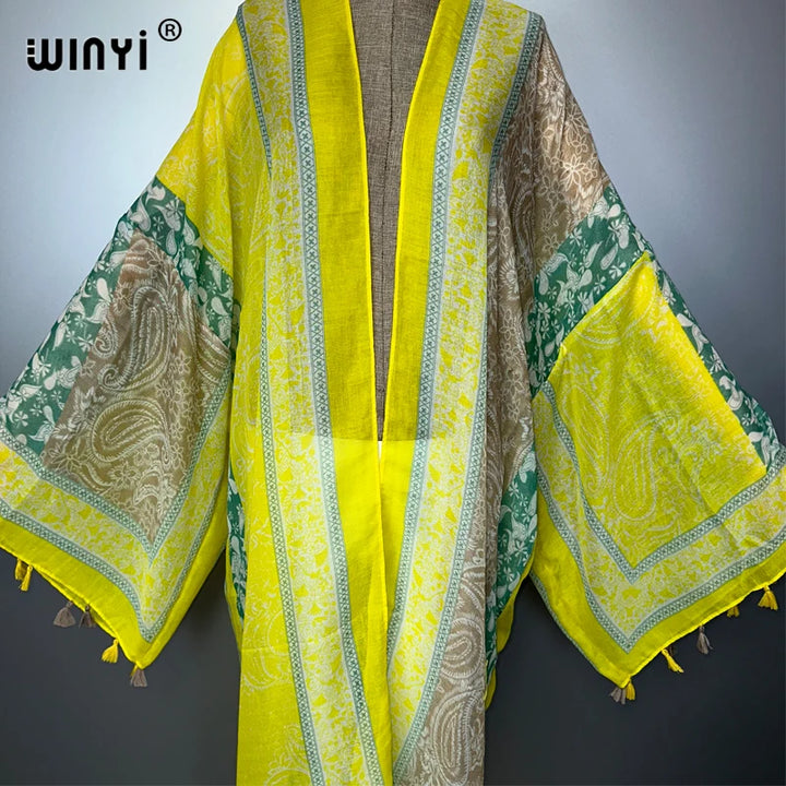 WINYI summer outfit kimono africa abaya muslim beach cover up maxi dress cardigans beach wear women abaya dubai luxury kaftan - ZEYTONCART