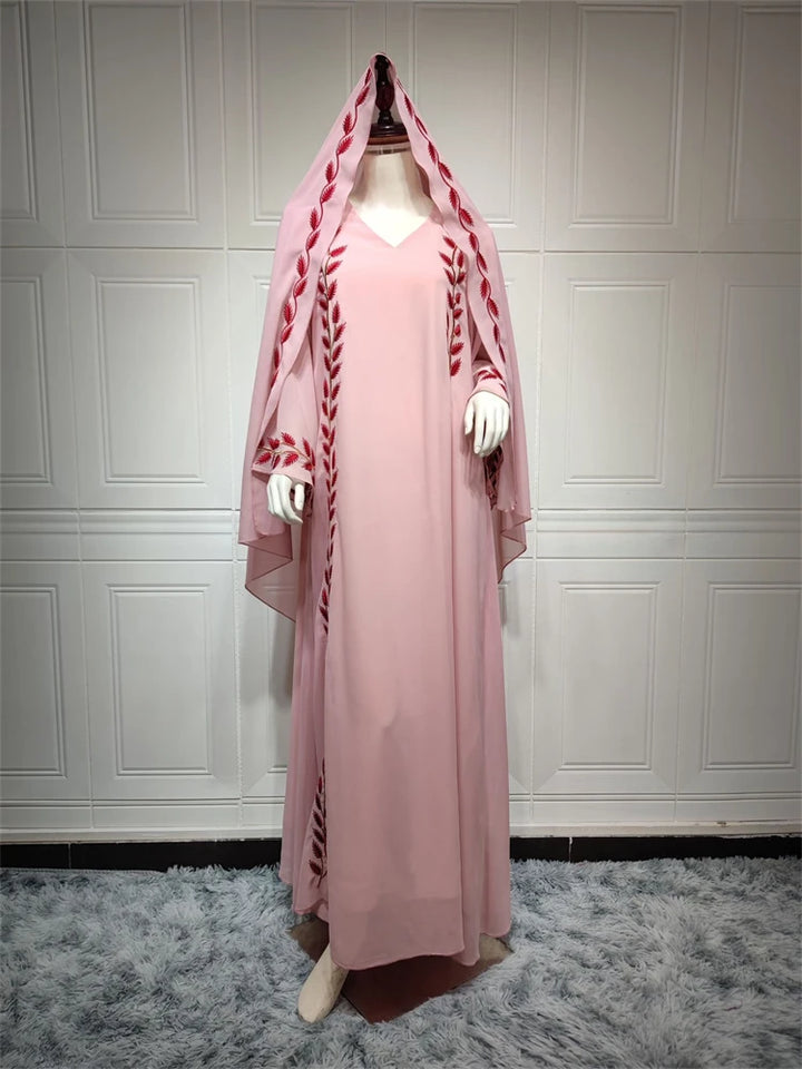 Women Eid Muslim Abaya Dubai Arab Middle Long Robe Morocco Embroidery Abayas Kaftan Turkey Headscarf Gorgeous Loose - ZEYTONCART