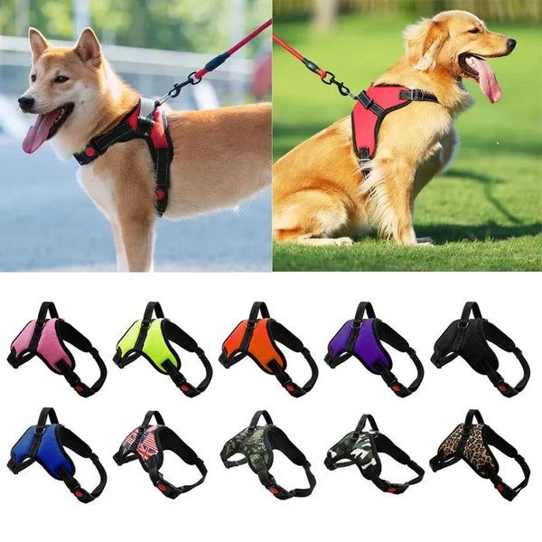 Pet Dogs Adjustable Harness Small and Large Dog Harness Vest,150cm Strong Dog Leash Pet Leashes Reflective Leash Drag Pull Tow - ZEYTONCART