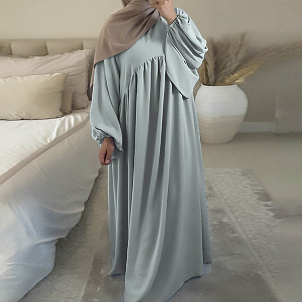 Abaya Balloon Sleeve Modest Dress Muslim Women Casual Hijab - ZEYTONCART