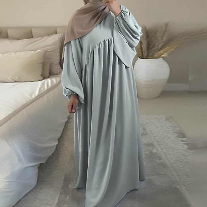 Abaya Balloon Sleeve Modest Dress Muslim Women Casual Hijab - ZEYTONCART