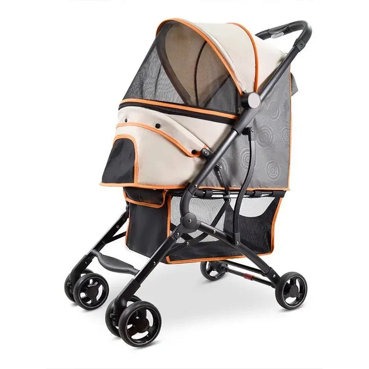 Lightweight Pet Stroller Foldable Cat Stroller Small and Medium-sized Dog Stroller Shock-absorbing Elderly Pet Cart Pet Supplies - ZEYTONCART