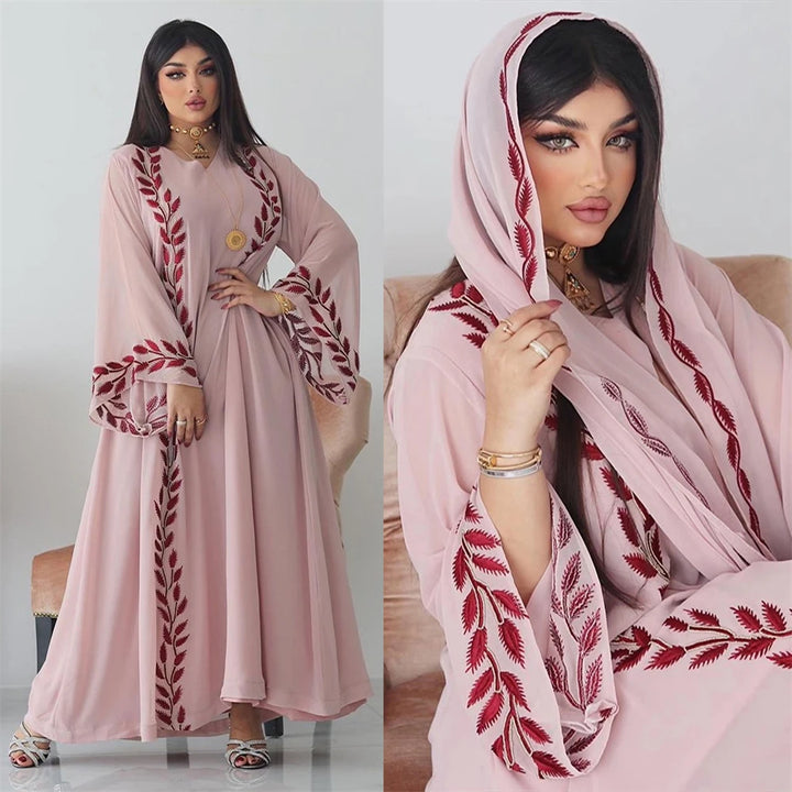 Women Eid Muslim Abaya Dubai Arab Middle Long Robe Morocco Embroidery Abayas Kaftan Turkey Headscarf Gorgeous Loose - ZEYTONCART