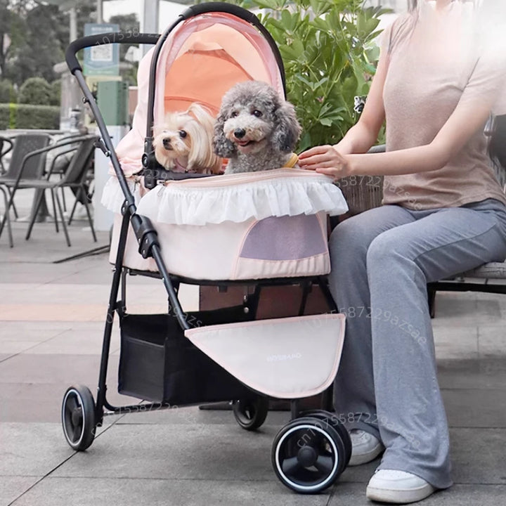 Pet Stroller Detachable Small and Medium-sized Dog Travel Stroller Lightweight and Foldable Portable Pet Stroller Pet Supplies - ZEYTONCART