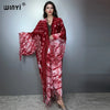WINYI summer Fringed tie-dye printed Women Cardigan Long Dress elegant Boho loose beach Cover Up Kimonos abaya dubai luxury - ZEYTONCART
