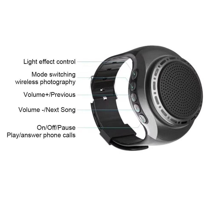 New U6 Wrist Watch Bluetooth Speaker With FM Radio Portable Outdoor Sports Running Wearable Mini Speaker Wireless Subwoofer - ZEYTONCART
