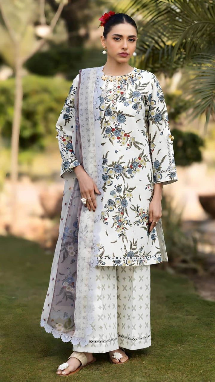 Embroidered lawn 3-piece dress - ZEYTONCART