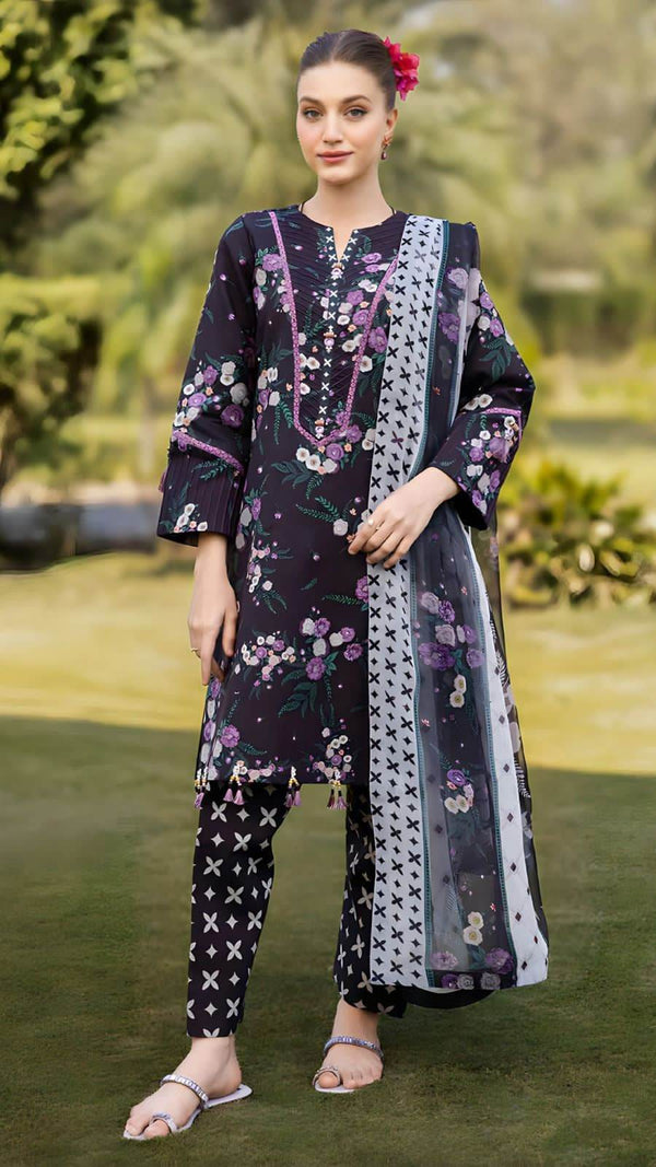 Embroidered lawn 3-piece dress - ZEYTONCART