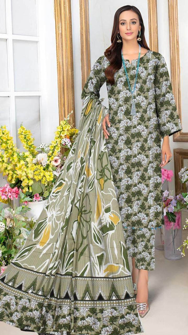 Embroidered lawn 3-piece dress - ZEYTONCART