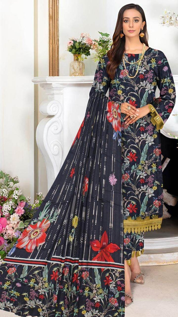 Embroidered lawn 3-piece dress - ZEYTONCART