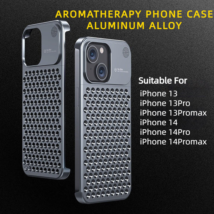 Aluminum Alloy Phone Case For 14 13 Pro Max Plus Hollow Heat Dissipation Anti-fall Full Body Shockproof Phone Cove - ZEYTONCART
