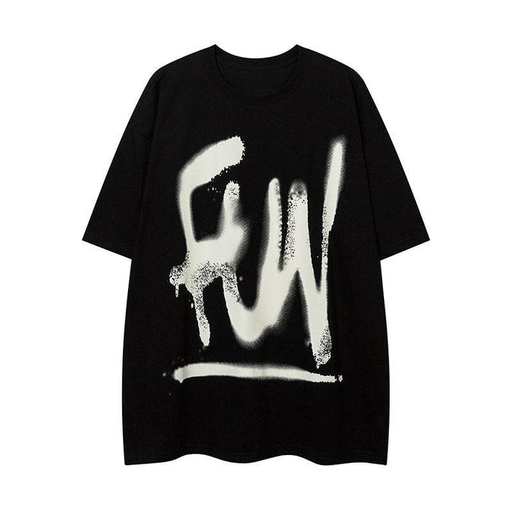 Fashion Graffiti Letter Short Sleeve Men Clothing - ZEYTONCART