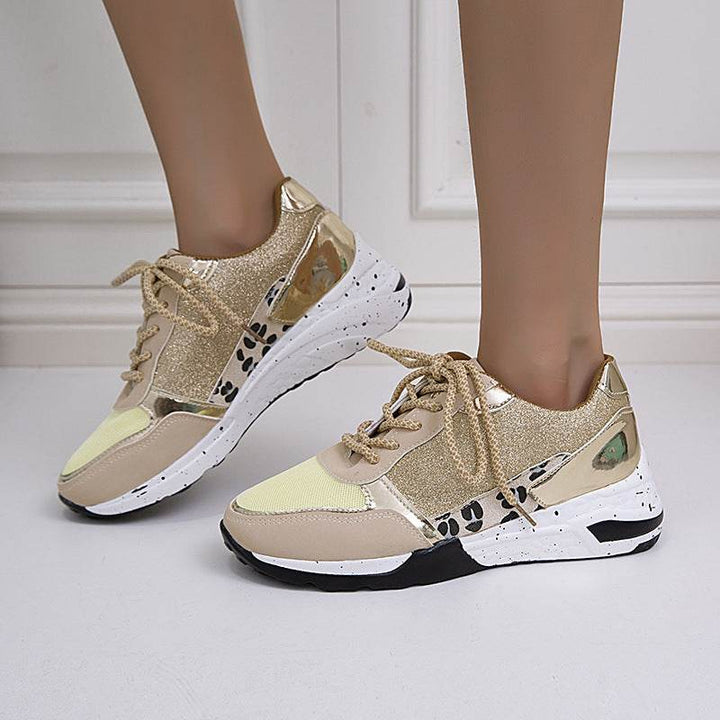 Lace Up Sneakers Wedge Flat Casual Walking Running Shoes For Women - ZEYTONCART