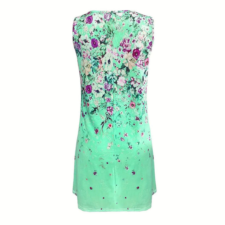 Women's Sleeveless Floral Print Boho Sundress Casual Loose Fit Summer Tank Dress - ZEYTONCART