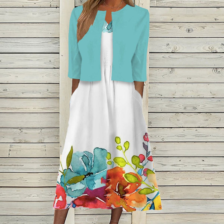Women's Two-piece Floral Floral Set Long Dress - ZEYTONCART