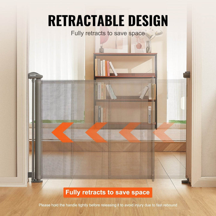 VEVOR Retractable Baby Gate,  Tall Mesh Baby Gate, Extends Up To 60 Wide Retractable Gate For Kids Or Pets, Retractable Dog Gates For Indoor Stairs, Doorways, Hallways, Playrooms, Gray - ZEYTONCART