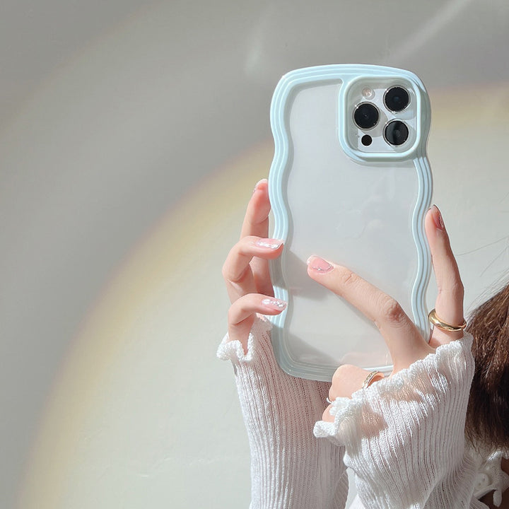 Wave Border Mobile Phone Case Solid Color Simple Candy Color - ZEYTONCART