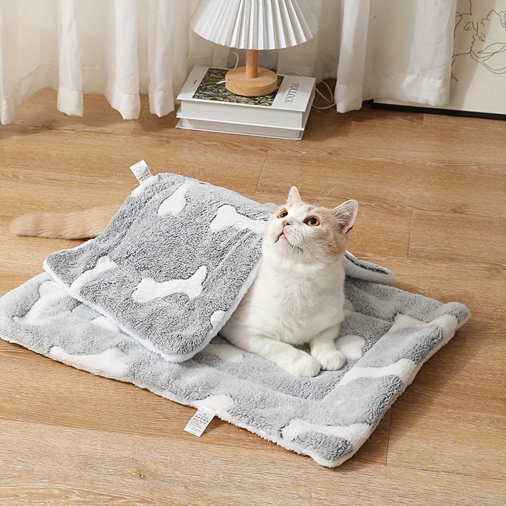 Self-Warming Cat Bed Mat Washable Dog Bed Crate Mat Soft Pet Sleeping Mat For Dogs And Cats Reversible Fleece Dog Crate Kennel Pad Cat Pet Bed - ZEYTONCART