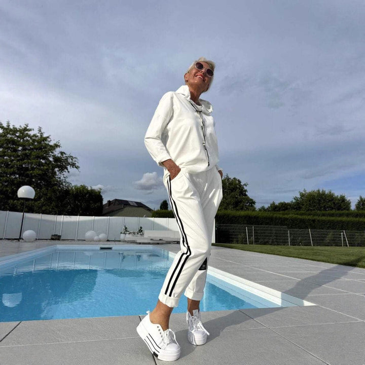 Round Neck Long Sleeve Braiding Stitching Trousers Suit - ZEYTONCART
