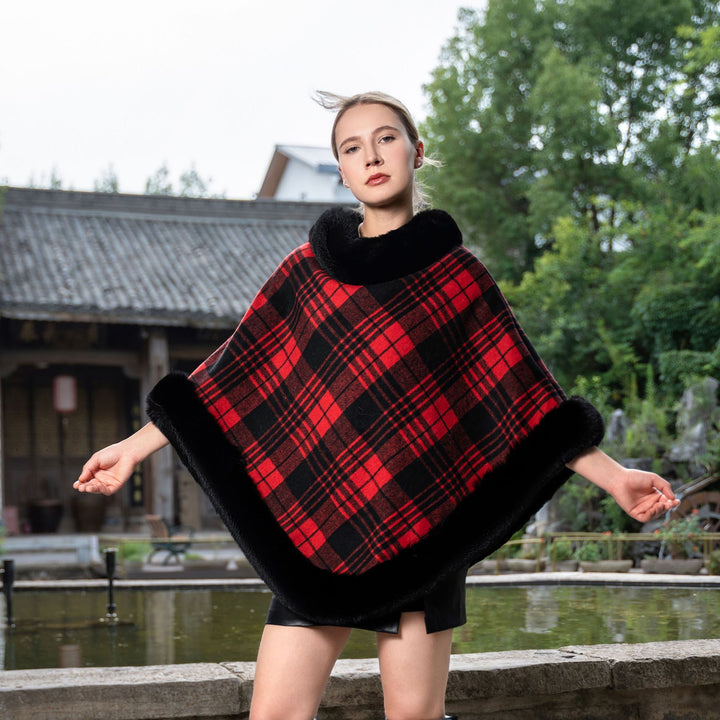 Elegant Autumn And Winter Warm Cloak Fleece-lined Thickened Fur Shawl - ZEYTONCART