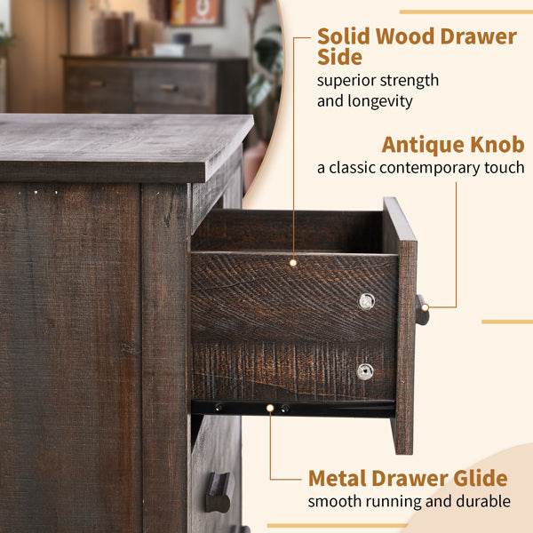 Brown MDF Veneer 120x40x80 Double-row Six-drawer Chest Of Drawers - ZEYTONCART