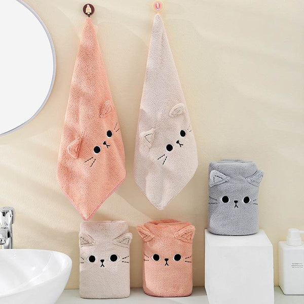 Coral Velvet Cartoon Cat Hair Drying Towel - ZEYTONCART