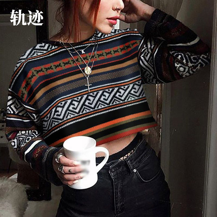 Color Matching Personality Sweater Women's Fall Winter Fashion Top - ZEYTONCART