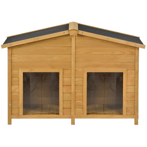 Large Wooden Dog House Outdoor Hut Style With Porch, 2 Doors - ZEYTONCART