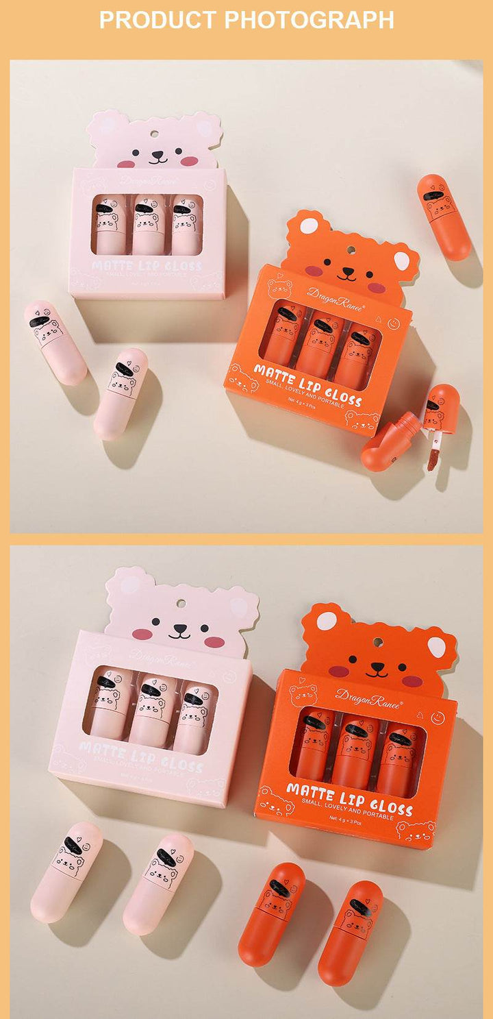 Fog Lip Dew Three Small Sets Of Boxes Matte Lip Glaze Matte Bear Lipstick No Stain On Cup - ZEYTONCART