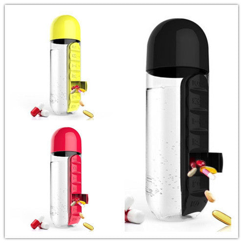 Direct Selling Two-In-One Water Cup Pill Box 7-Day Pill Box 7 Grids Outdoor Easy To Carry Water Bottle One Week With Pill Box Cup - ZEYTONCART