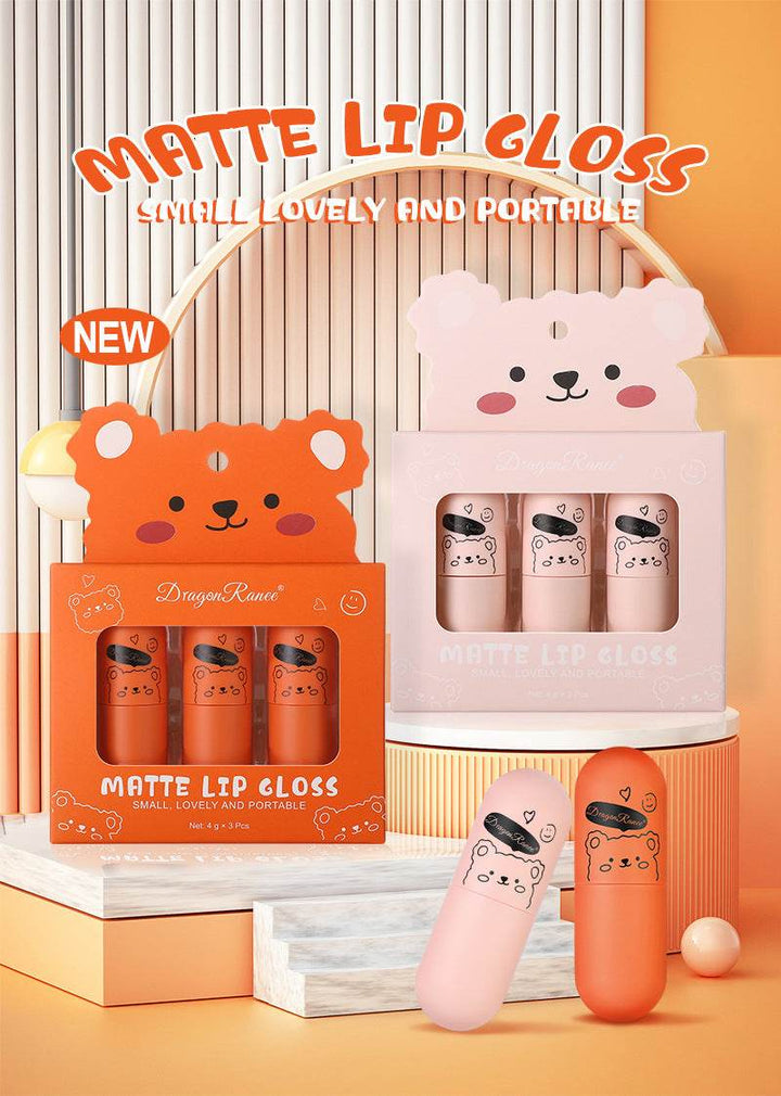 Fog Lip Dew Three Small Sets Of Boxes Matte Lip Glaze Matte Bear Lipstick No Stain On Cup - ZEYTONCART