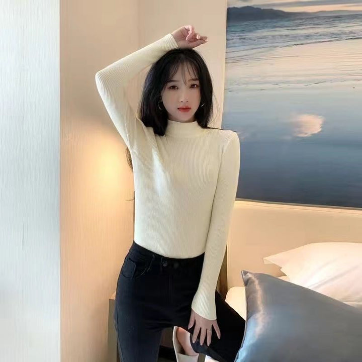 Autumn And Winter New Half Turtleneck Slim Fit Long Sleeve Inner Wear Knitwear For Women - ZEYTONCART