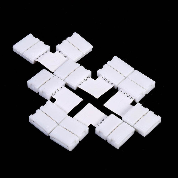 5Pcs L Shape 4pin 10mm Solderless Corner Connectors Adapters For RGB 5050 LED Strip Lights - ZEYTONCART