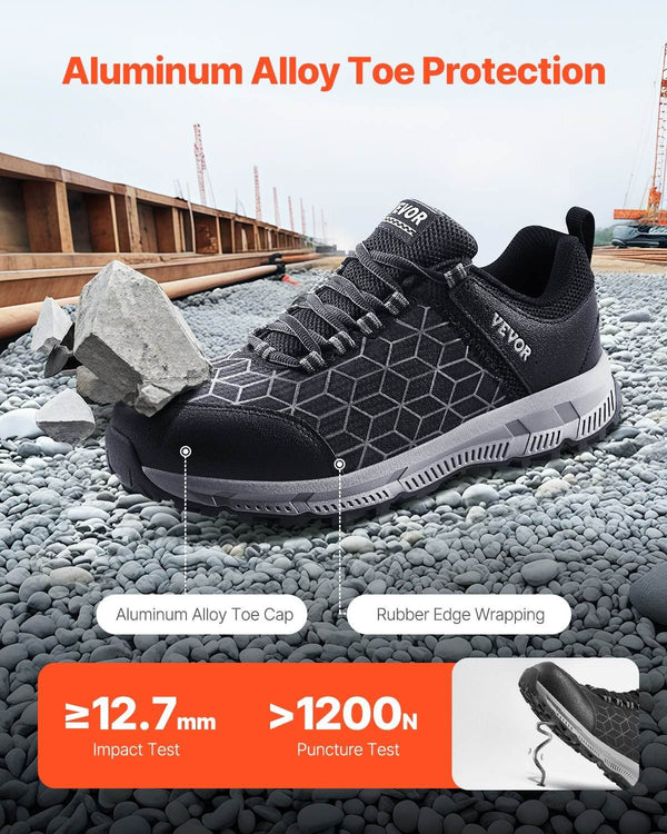 Steel Toe Shoes For Men US Size 11 Wide Athletic Work Shoe Sneakers Black - ZEYTONCART
