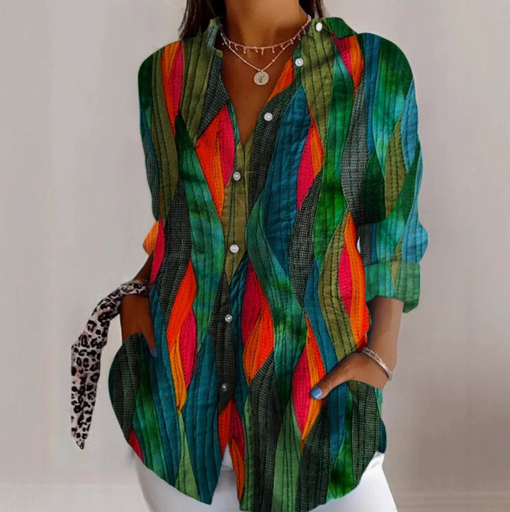 Lapel Casual Women's Creative Vintage Floral Floral Shirt - ZEYTONCART