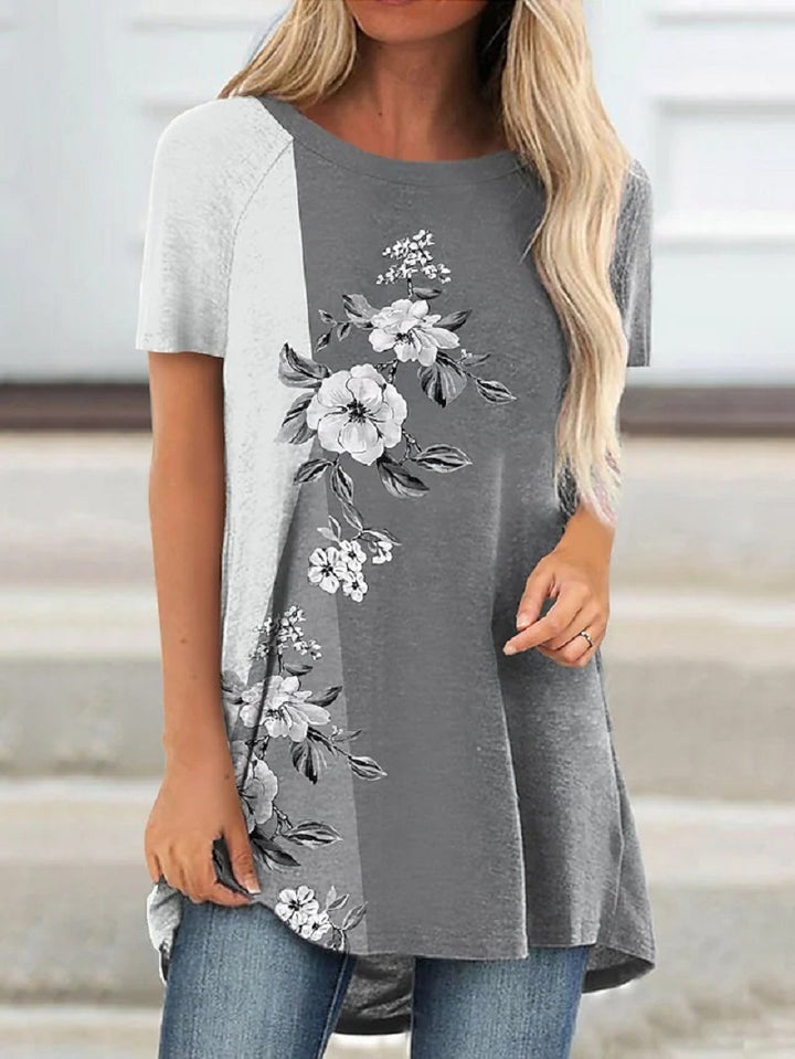 Women's Floral Theme Painting T-Shirt Floral - ZEYTONCART