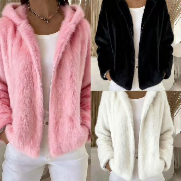 Fall Winter Hooded Solid Color Fashion Casual Zip Coat - ZEYTONCART