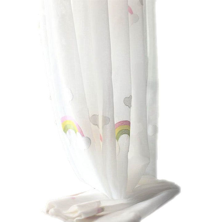Rainbow Mesh Curtains French Pastoral Embroidery Yarn - ZEYTONCART