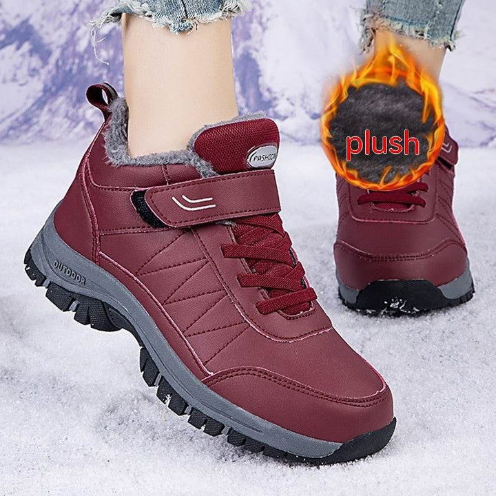 Men's High-top Travel Fleece-lined Warm Hiking Shoes - ZEYTONCART