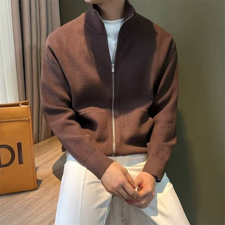 Versatile Zipper Cardigan Men's Knitted Shirt Autumn And Winter British Slim-fitting Sweater - ZEYTONCART