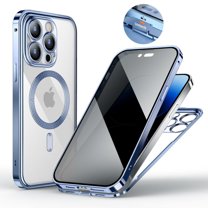 Anti-Privacy Metal Buckle Magnetic Support Wireless Charging Double-Sided Lens Full Cover Phone Case Protective Cover - ZEYTONCART