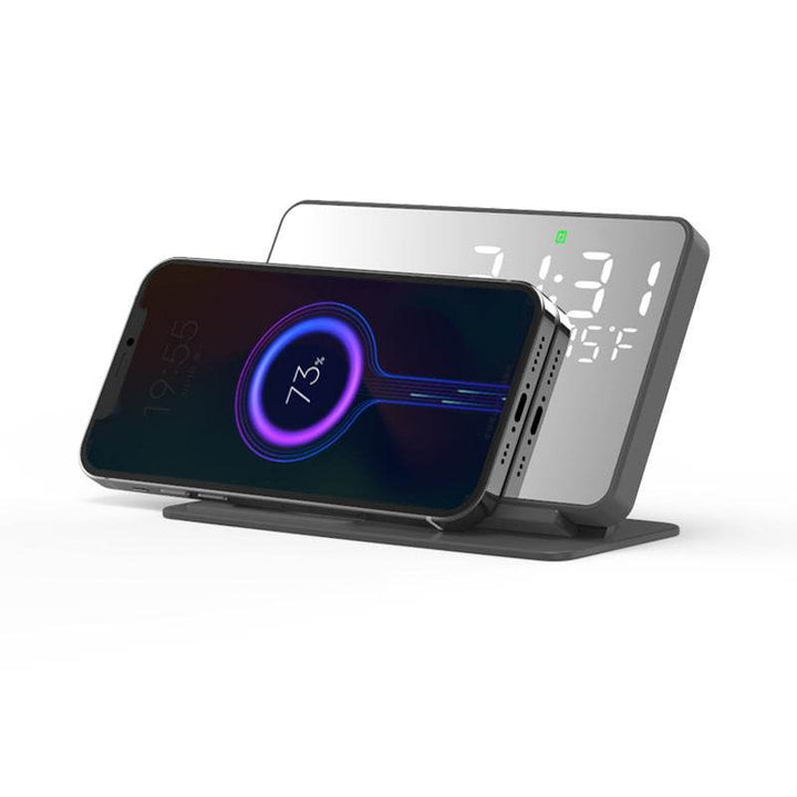 Two-in-one Wireless Rechargeable Alarm Clock 15W Thermometer - ZEYTONCART