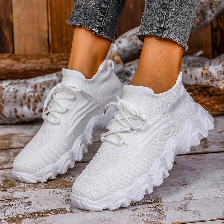 Lace-up Sneakers Lightweight Breathable Mesh Shoes Slip-on Running Walking Shoes For Women - ZEYTONCART