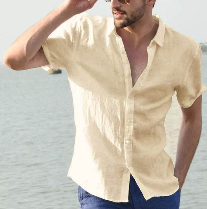 Summer Short-sleeved Shirt Casual Button Tops Men Clothing - ZEYTONCART
