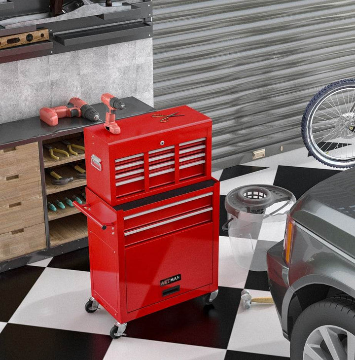 High Capacity Rolling Tool Box With Wheels And Drawers, 8 Drawer Tool Storage Cabinet - ZEYTONCART